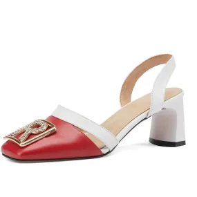 Sandals Luxury Women Sandals Leather Heels