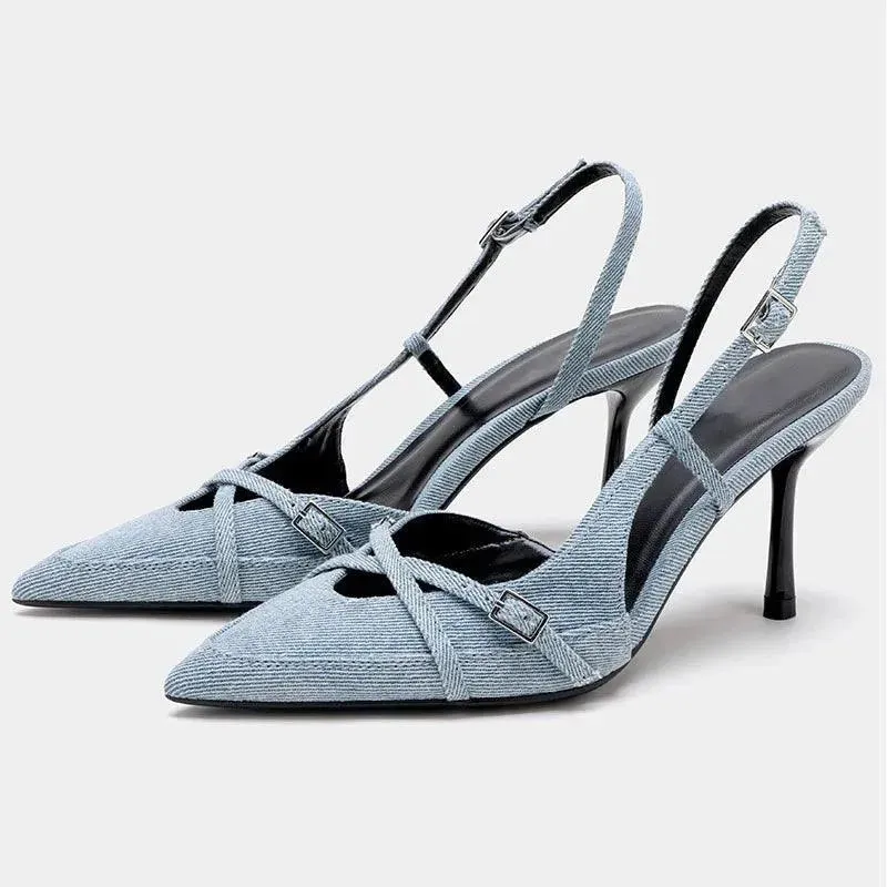 Sandals Women Sandals Summer Heels Pointed Toe
