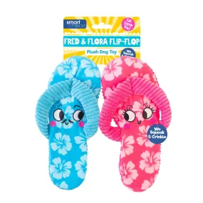 Smart Choice Summer Plush Flipflops With Crinkle Dog Toy