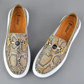 Snake Leather Design Loafers
