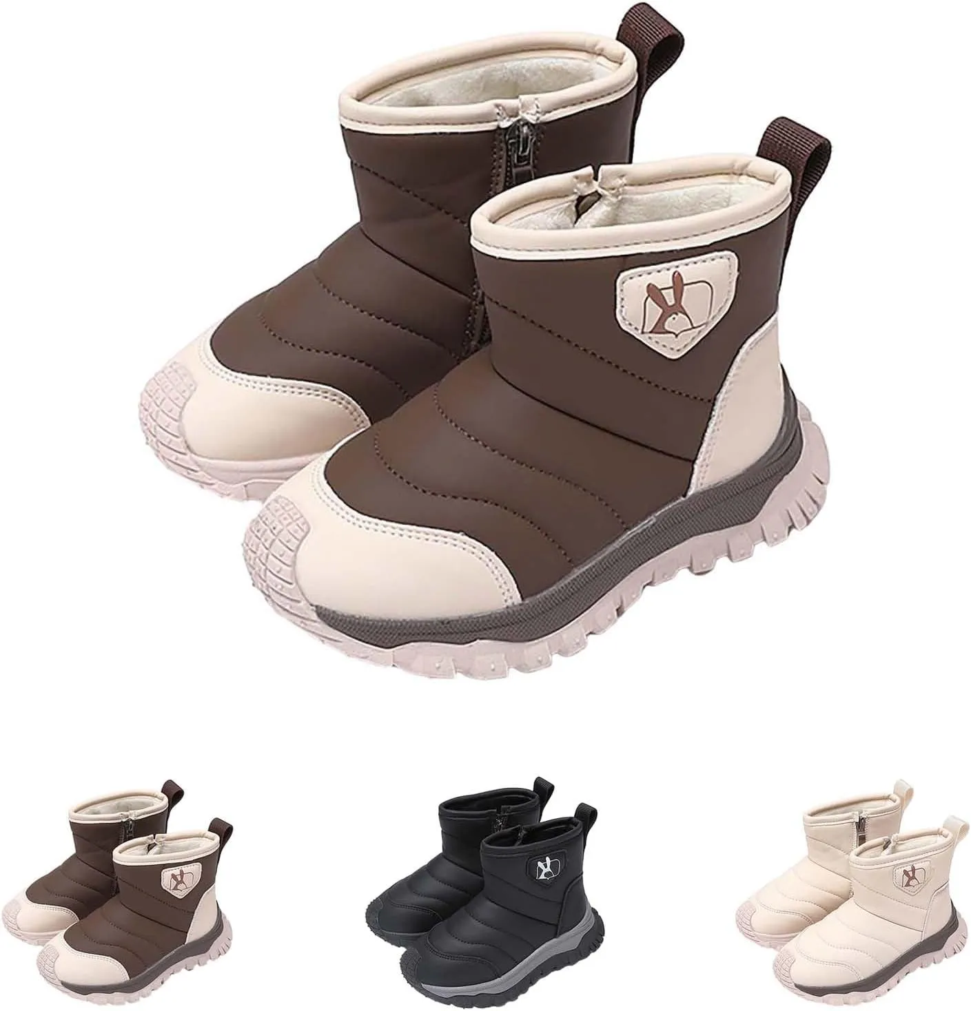 Snow Boots for Kids Comfortable Non Slip Plush Lining Big Boys Winter Boots Infant Walking Ankle Booties