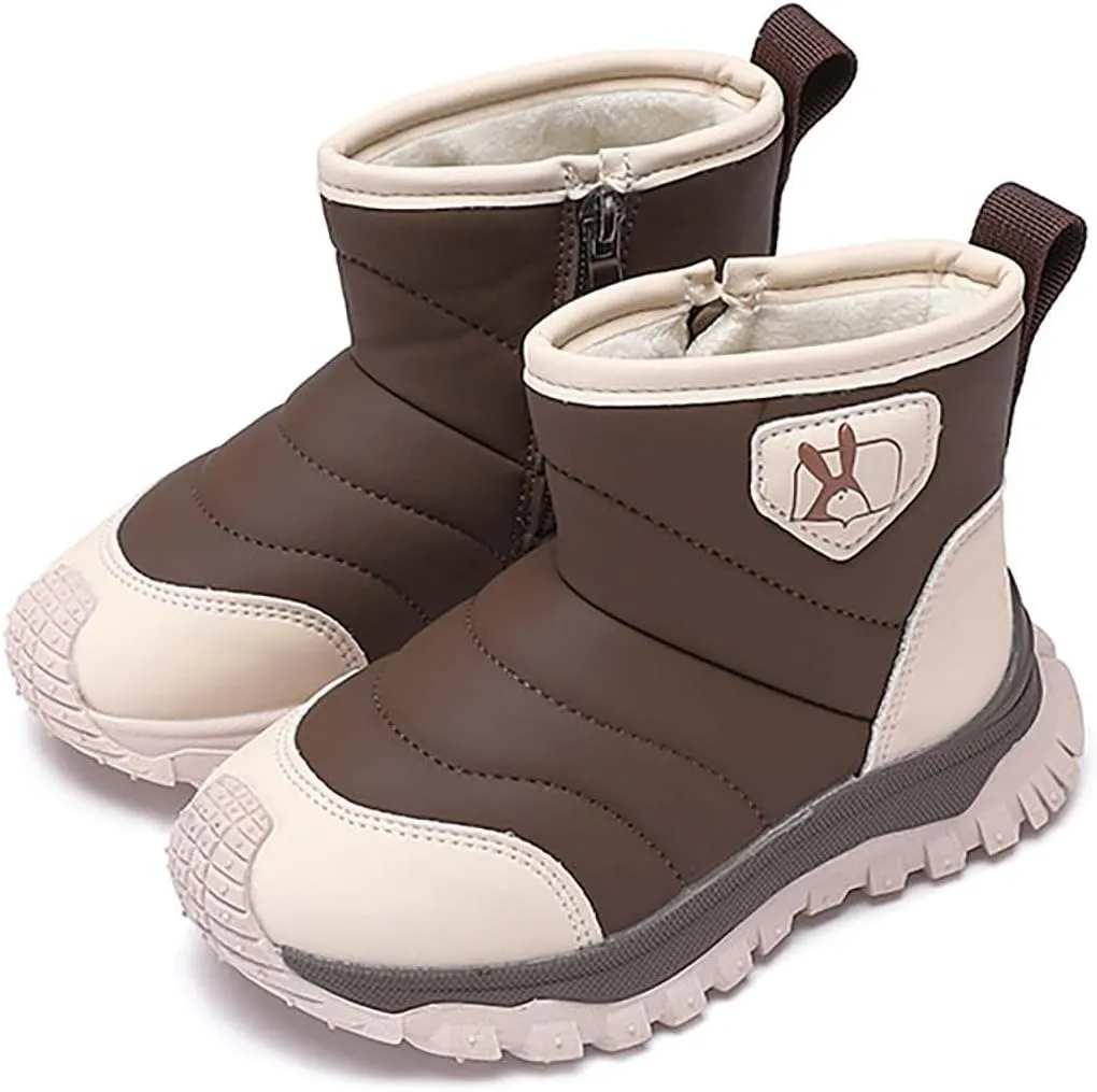 Snow Boots for Kids Comfortable Non Slip Plush Lining Big Boys Winter Boots Infant Walking Ankle Booties