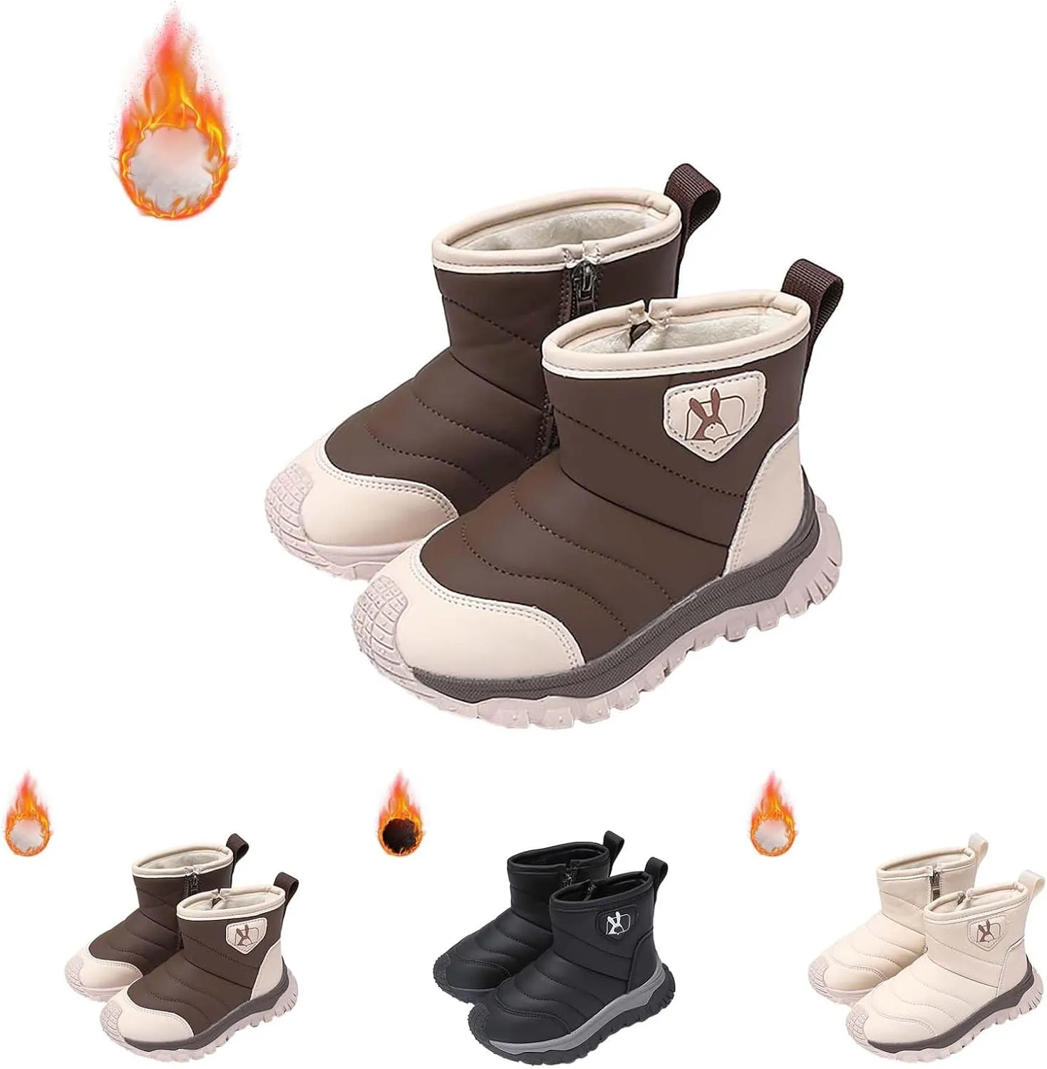 Snow Boots for Kids Comfortable Non Slip Plush Lining Big Boys Winter Boots Infant Walking Ankle Booties