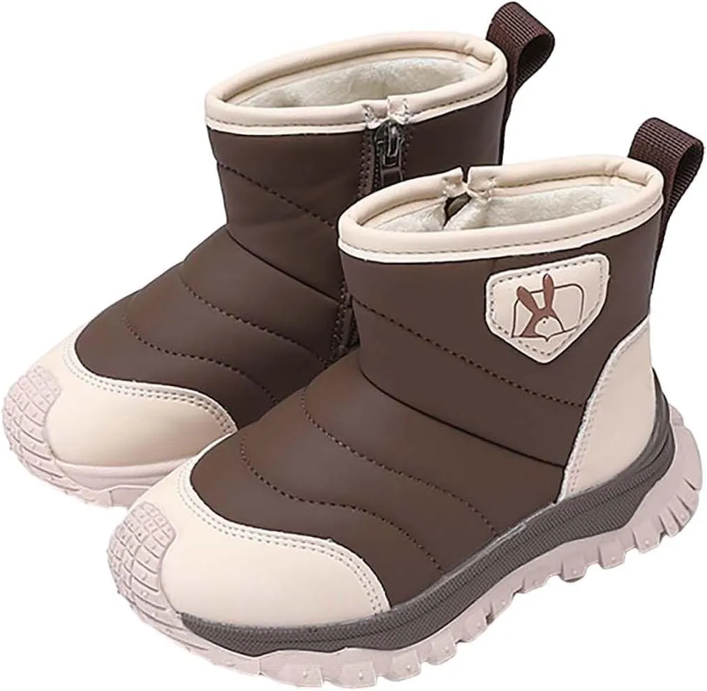 Snow Boots for Kids Comfortable Non Slip Plush Lining Big Boys Winter Boots Infant Walking Ankle Booties