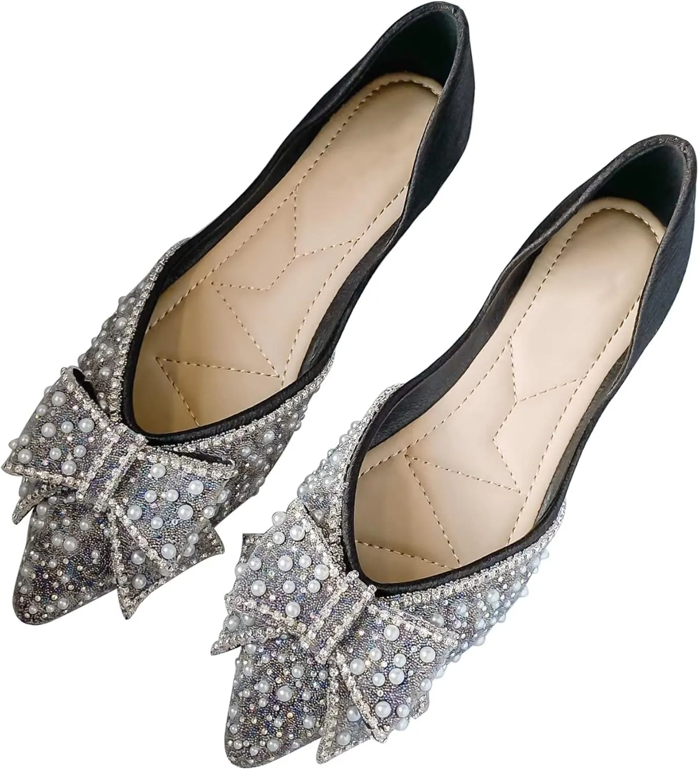 Stunner Womens Flats Comfortable Pointed Toe Flats Shoes Bowknot Breathable Dress Flats for Women