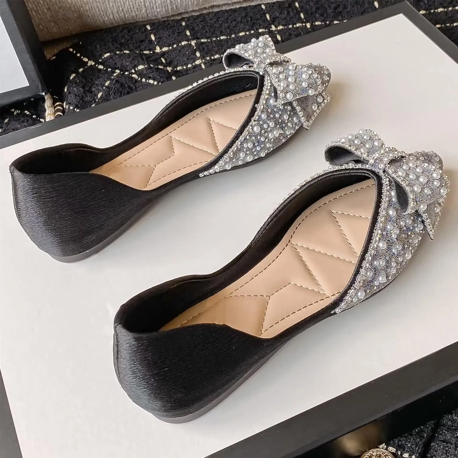 Stunner Womens Flats Comfortable Pointed Toe Flats Shoes Bowknot Breathable Dress Flats for Women