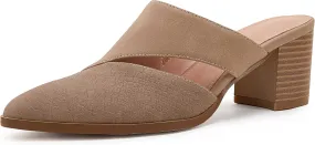 Syktkmx Women's Cutout Backless Mules Slip On Closed Toe Chunky Stacked Heeled Sandals