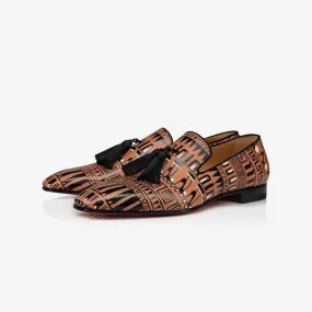 Tassel Greek Printing Calf Leather Loafers