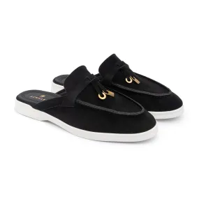 Tassel Suede Summer Mules - Black