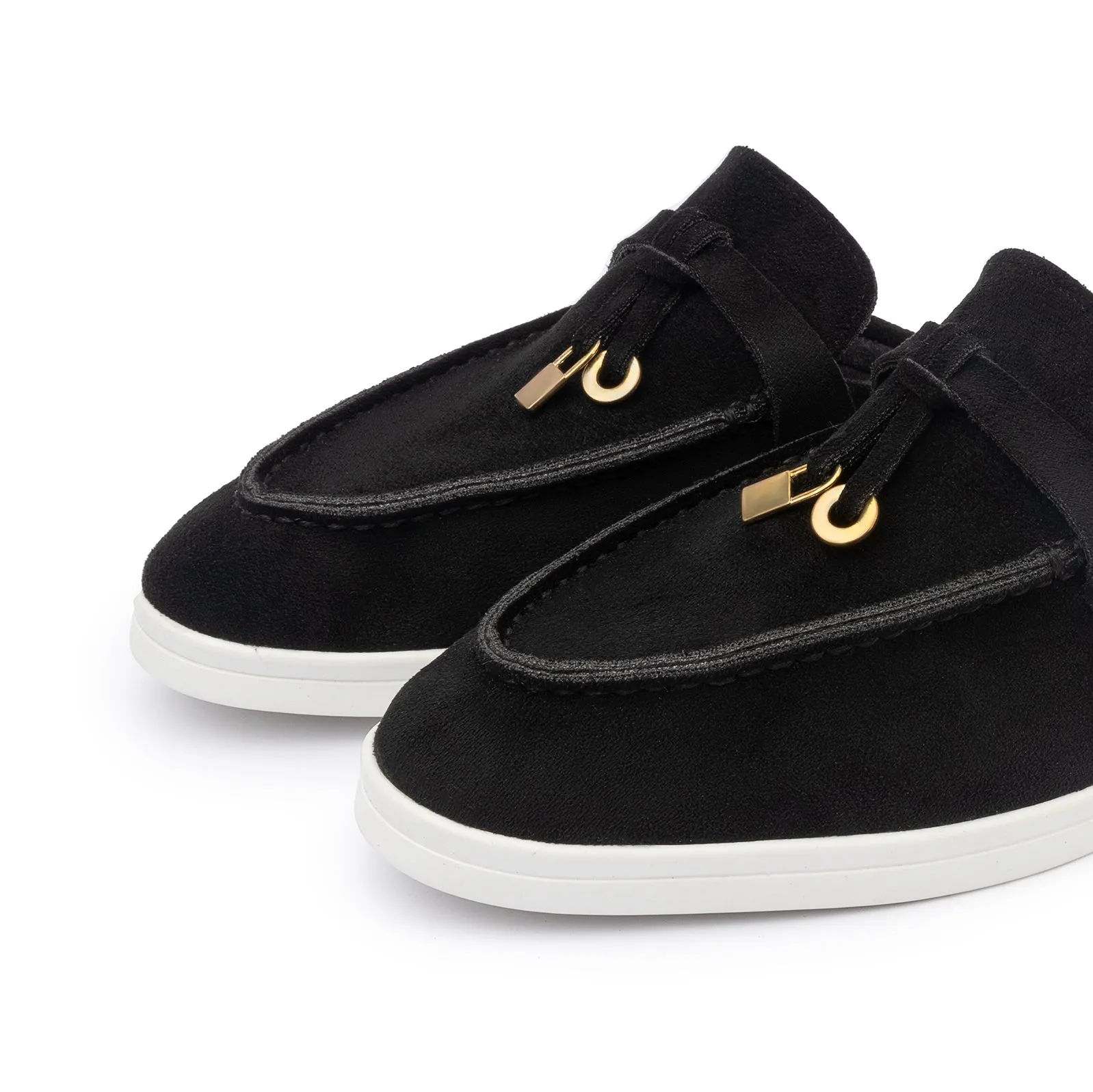 Tassel Suede Summer Mules - Black