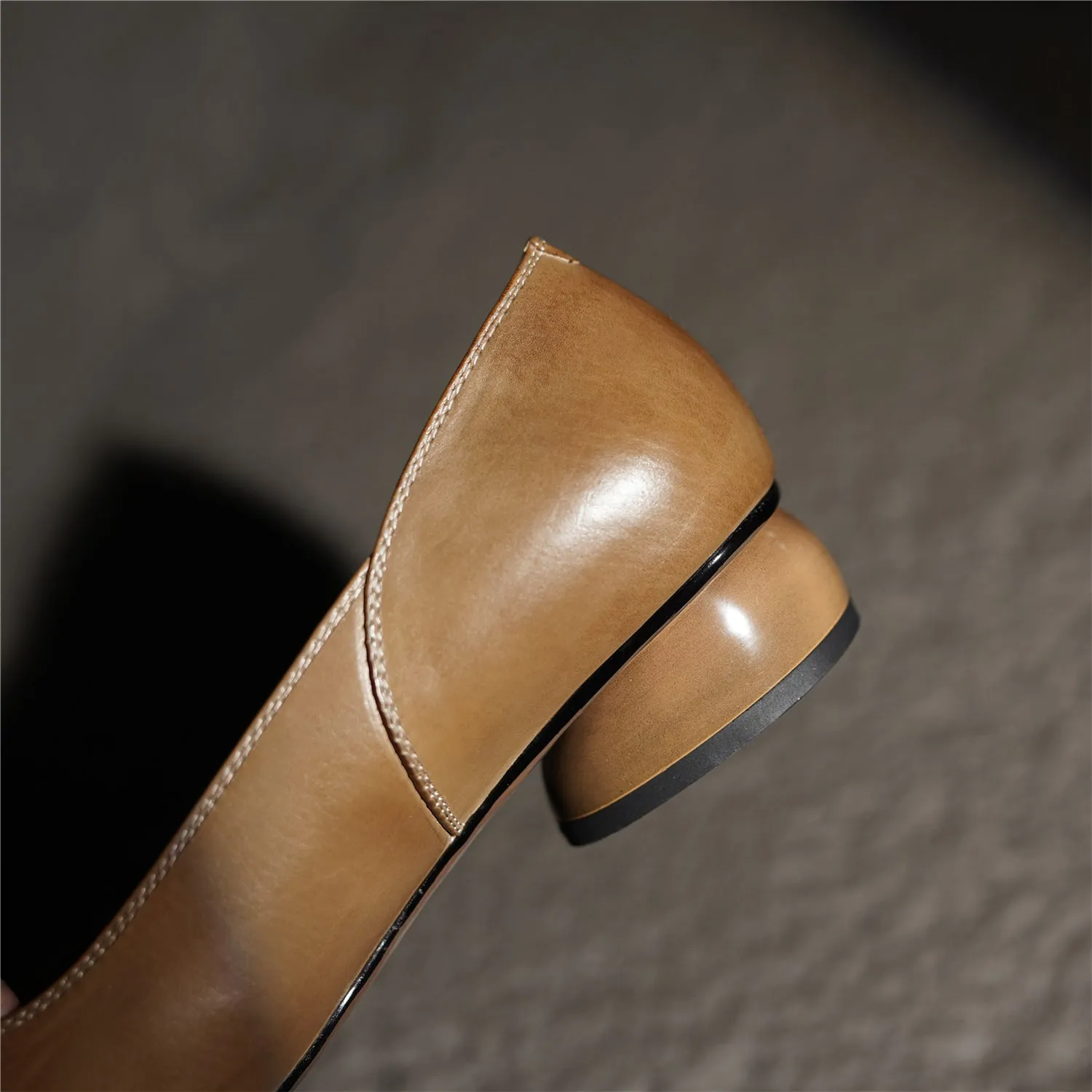 TinaCus Genuine Leather Square Toe Women Handmade Slip On Flat Shoes