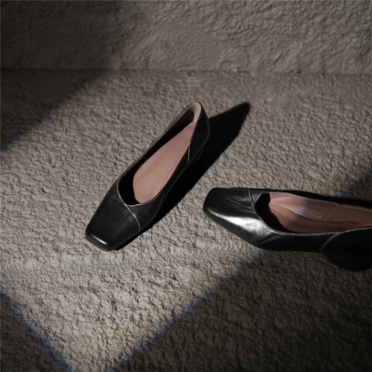 TinaCus Genuine Leather Square Toe Women Handmade Slip On Flat Shoes