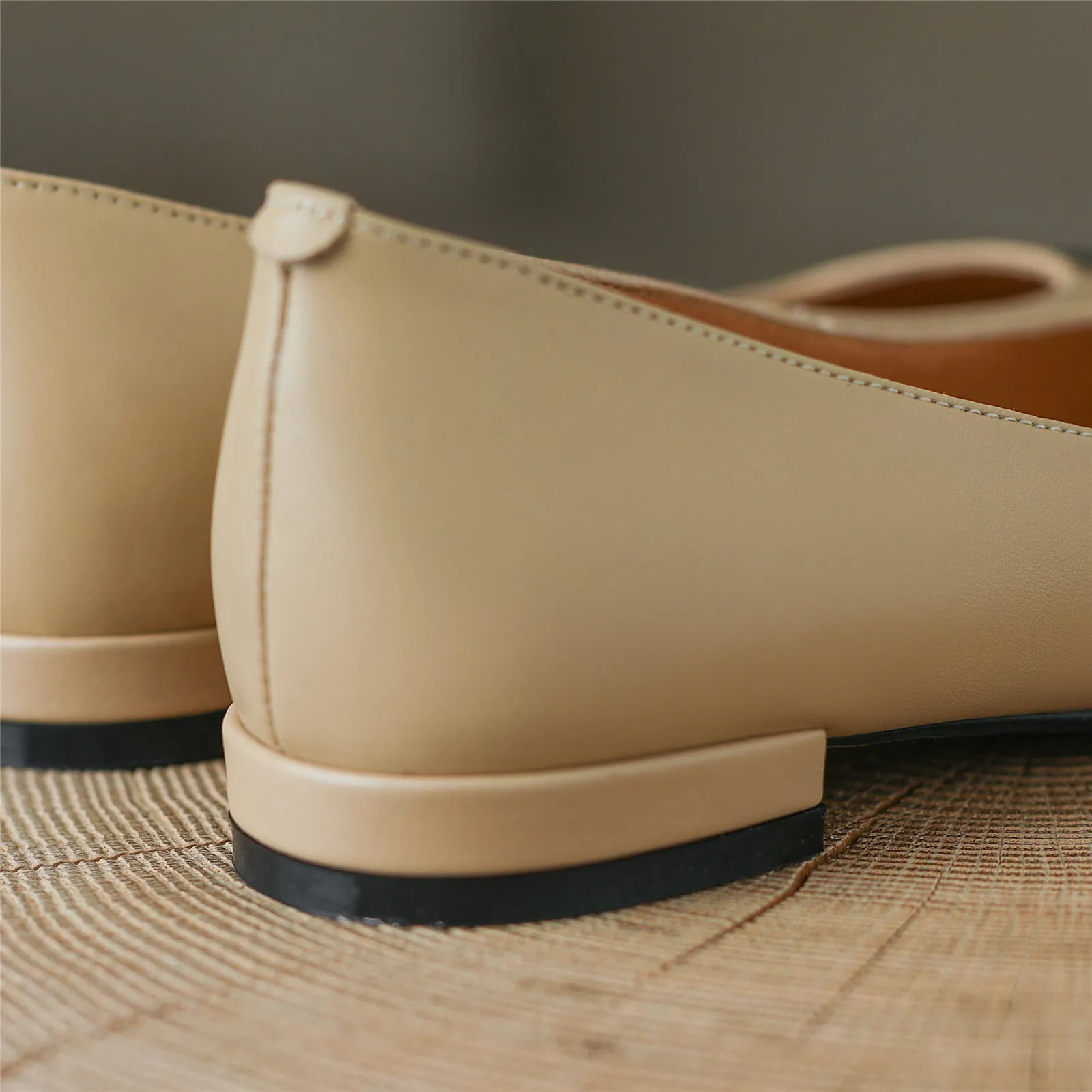 TinaCus Women's Cap Toe Handmade Genuine Leather Comfort Slip On Flat Shoes