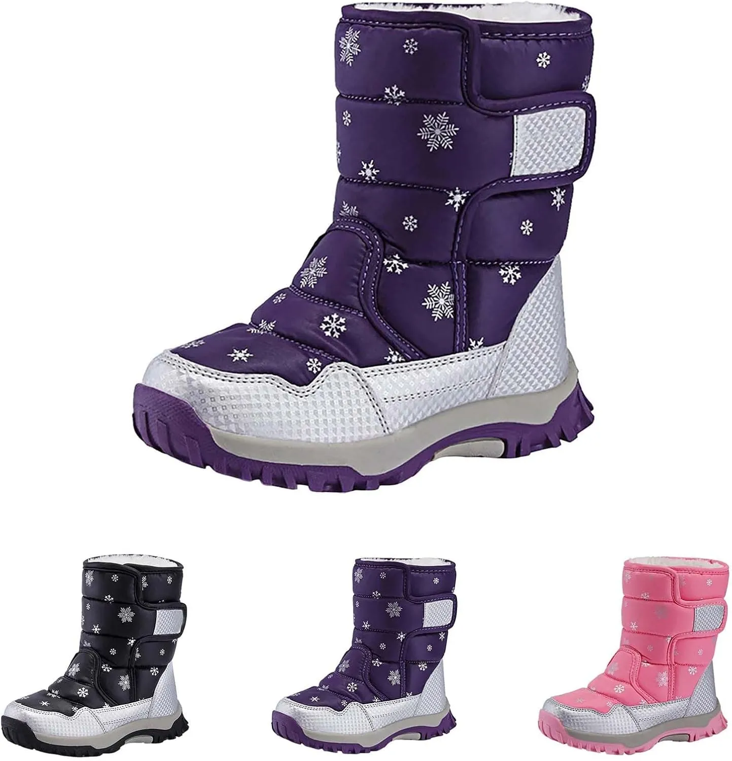 Toddler Winter Boots Insulated Faux Fr Boys Girls Non-Slip Hiking Boots Cozy Plush Comfortable Warm Snow Boots