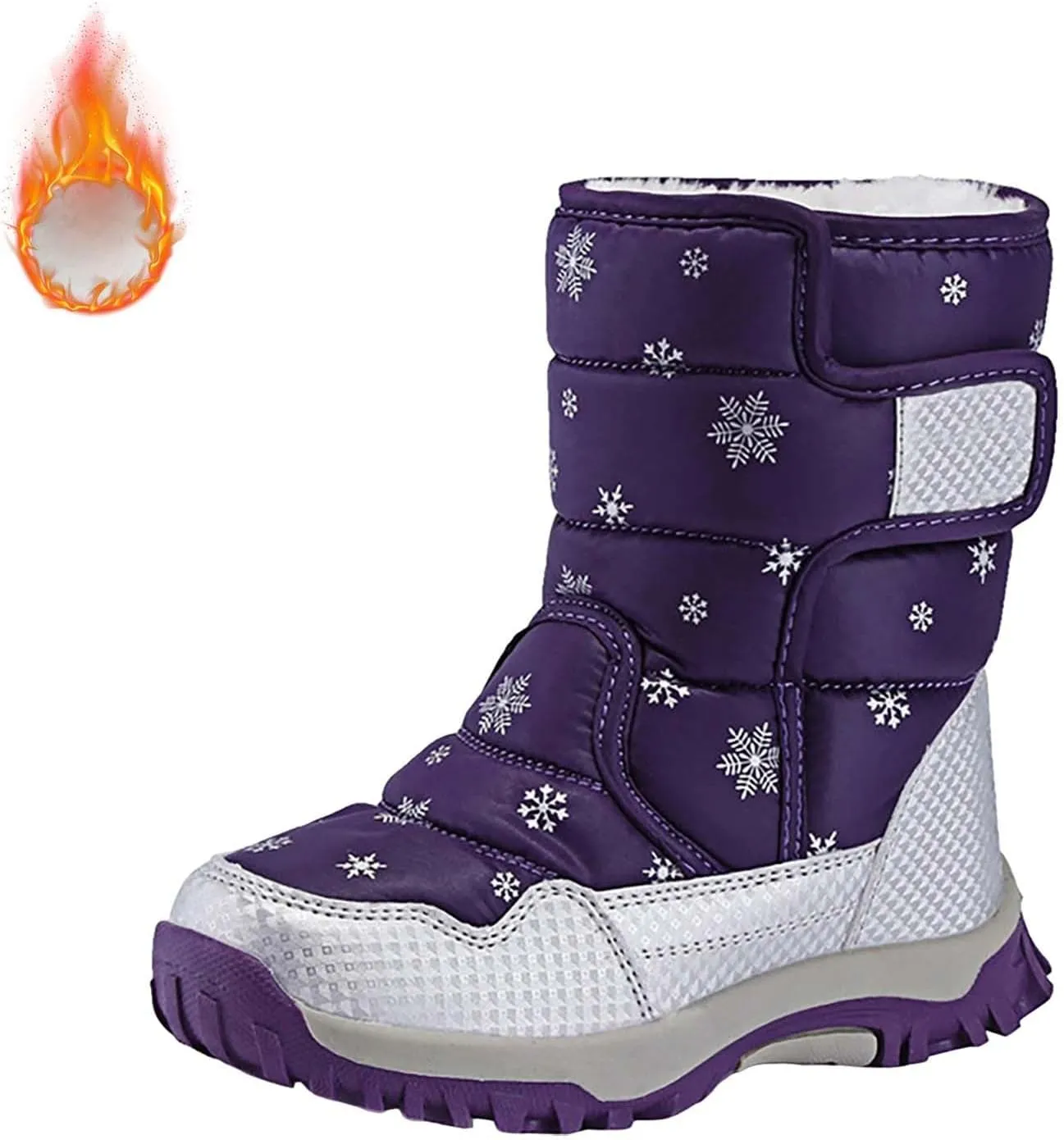 Toddler Winter Boots Insulated Faux Fr Boys Girls Non-Slip Hiking Boots Cozy Plush Comfortable Warm Snow Boots
