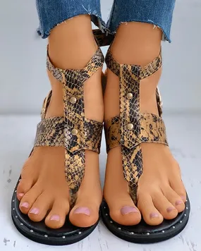 Toe Post Ankle Strap Buckled Flat Sandals
