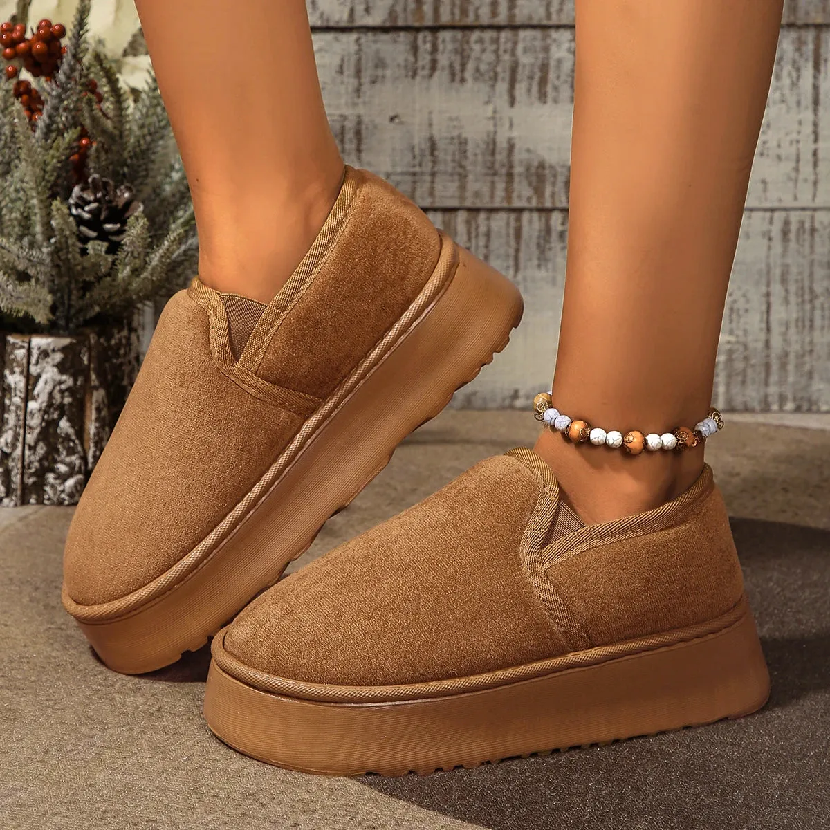 Vintage Anti-skid Plush Comfortable Thick Bottom Warm Snow Boot