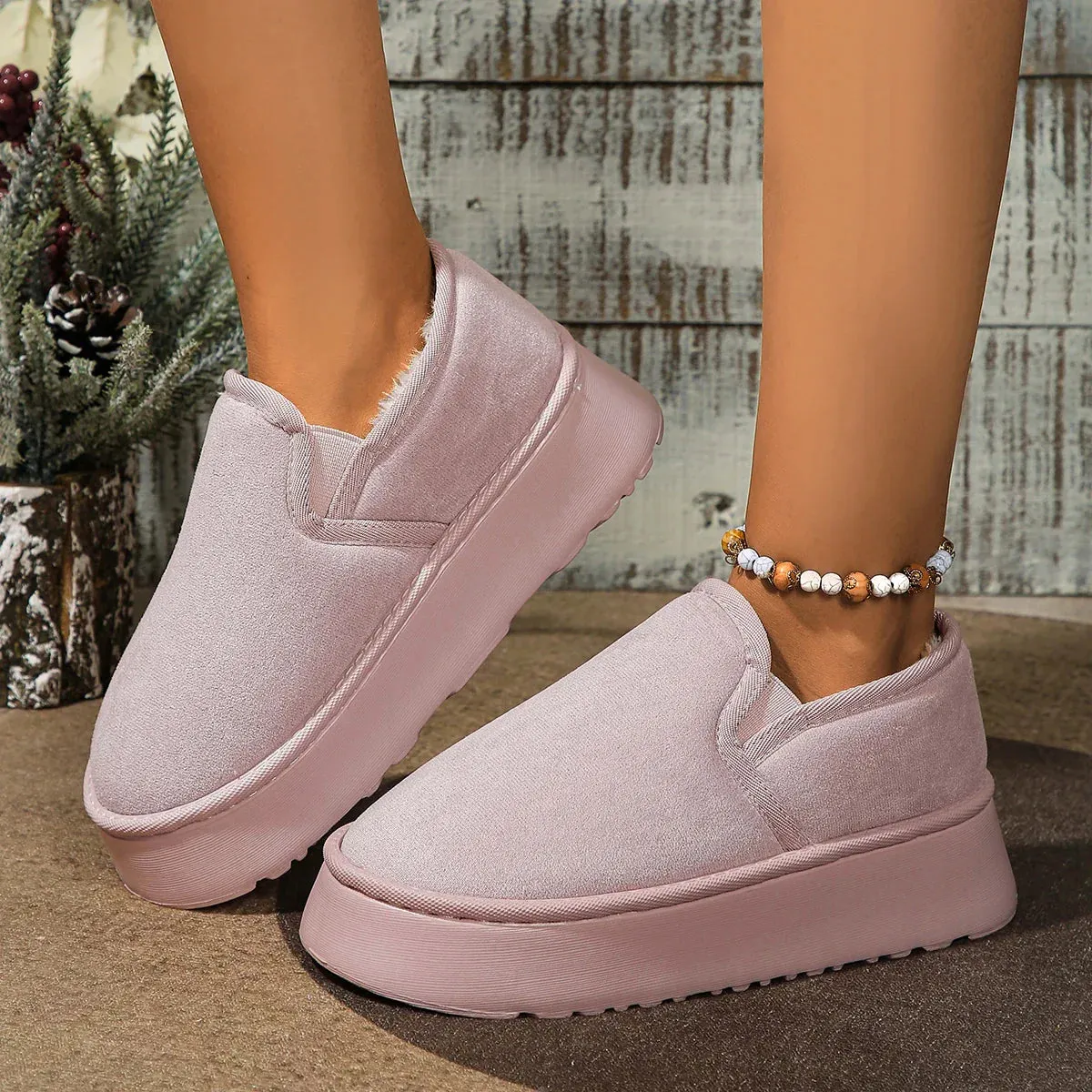 Vintage Anti-skid Plush Comfortable Thick Bottom Warm Snow Boot