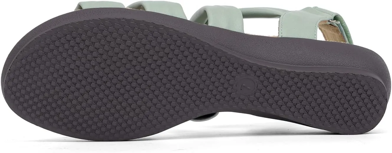 VJH confort Women’s Flat Sandals, Soft Straps Slip-on Open Toe Light Weight Elastic Slingback Comfort Casual Walking Sandals