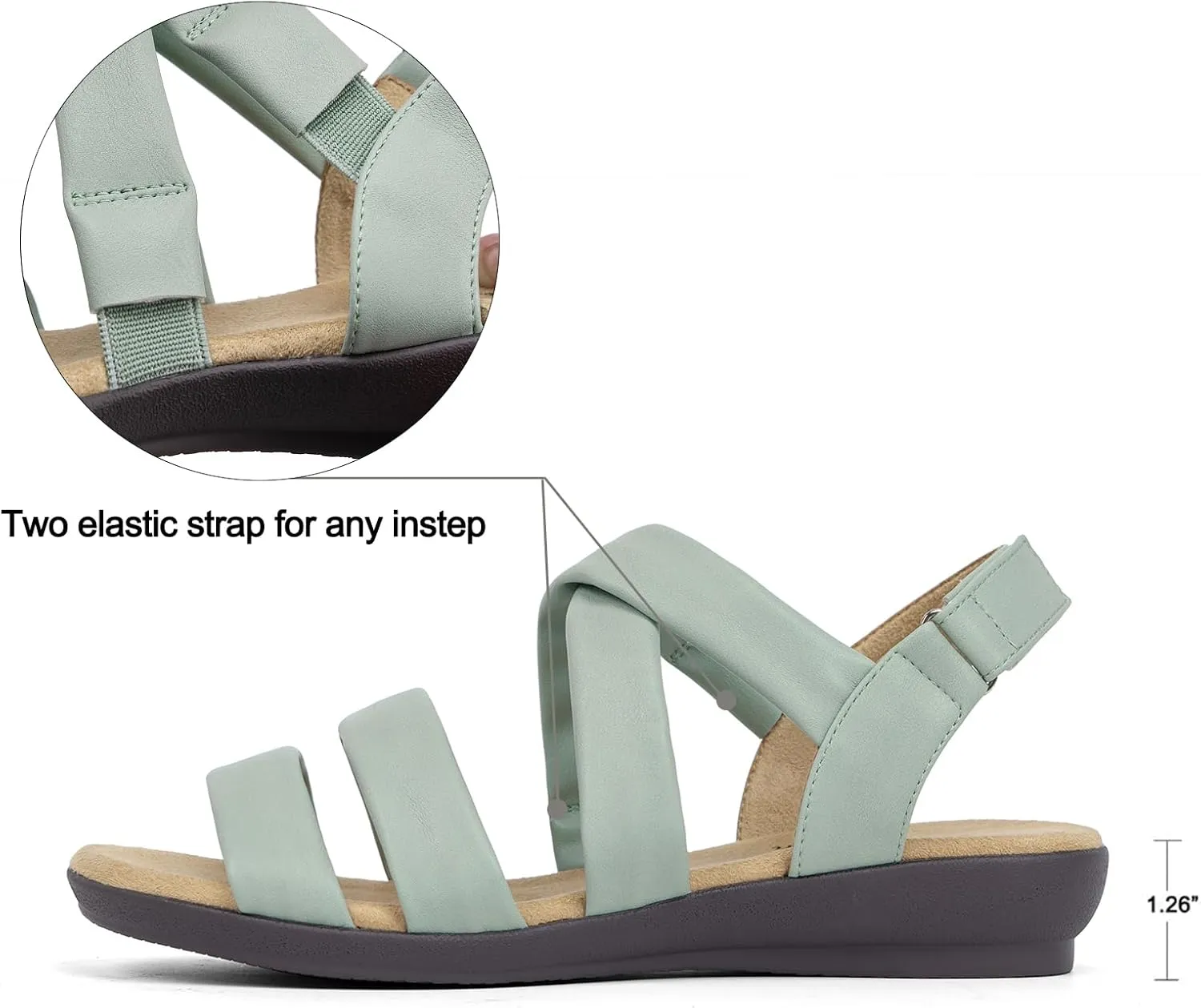 VJH confort Women’s Flat Sandals, Soft Straps Slip-on Open Toe Light Weight Elastic Slingback Comfort Casual Walking Sandals