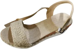 Wedge Sandals for Women 2025 Ladies Fashion Summer Open Toe Shoes Straw Trendy Prom Club Party Sandals