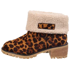 Winter Boots for Women, Comfortable Slip On Mid Chunky Heel Suede Warm Snow Ankle Boots Ladies Casual Casual Fashion Booties