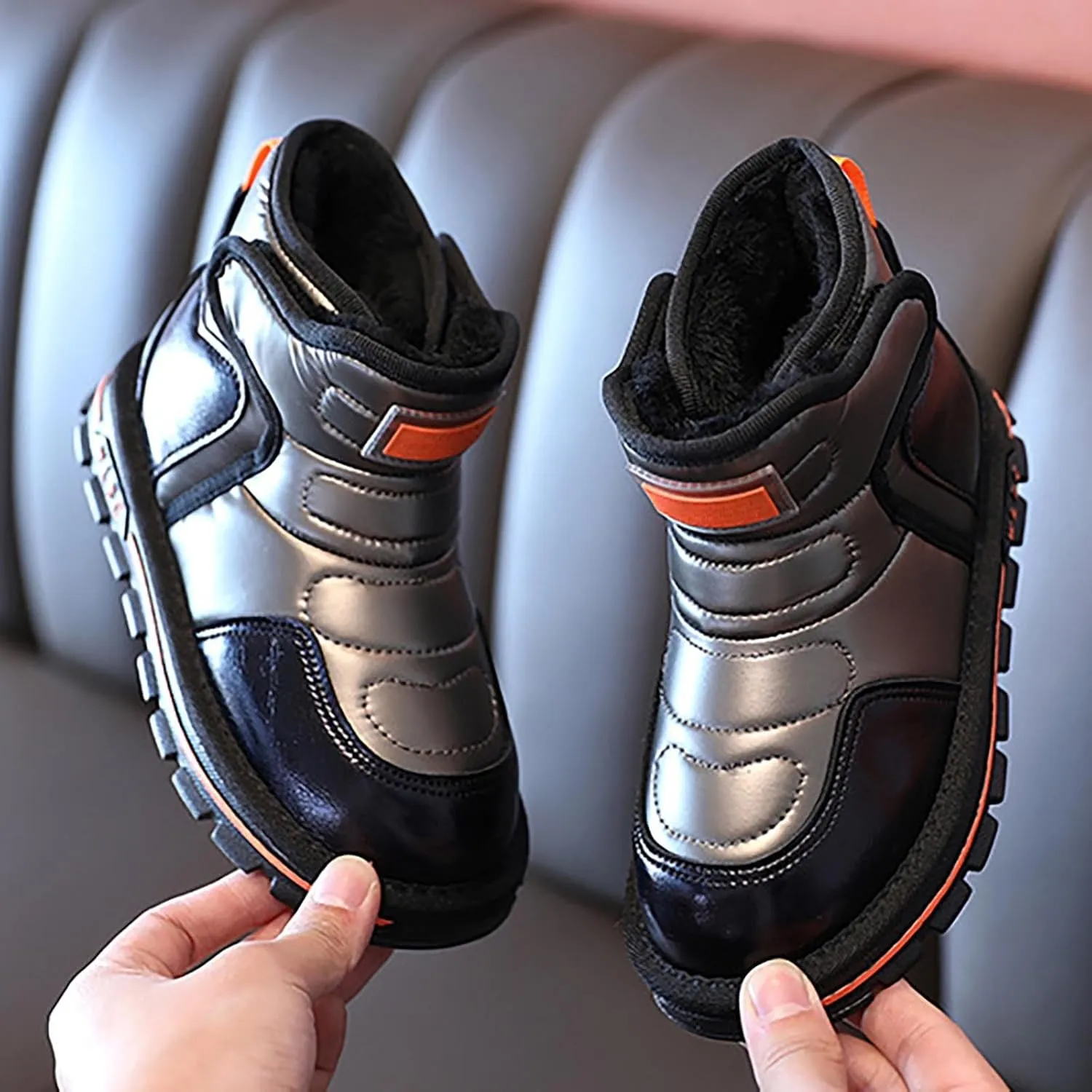 Winter Girls Boys Ankle Boots Kids Fleece Comfortable Soft Warm Lined Anti Slip Casual Sports Shoes for Toddler