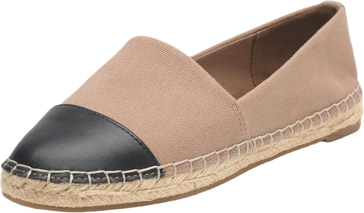 Womens Espadrille Flats Round Toe Slip on Comfortable Loafer Flats Classic Beige Canvas Flats Breathable Casual Shoes