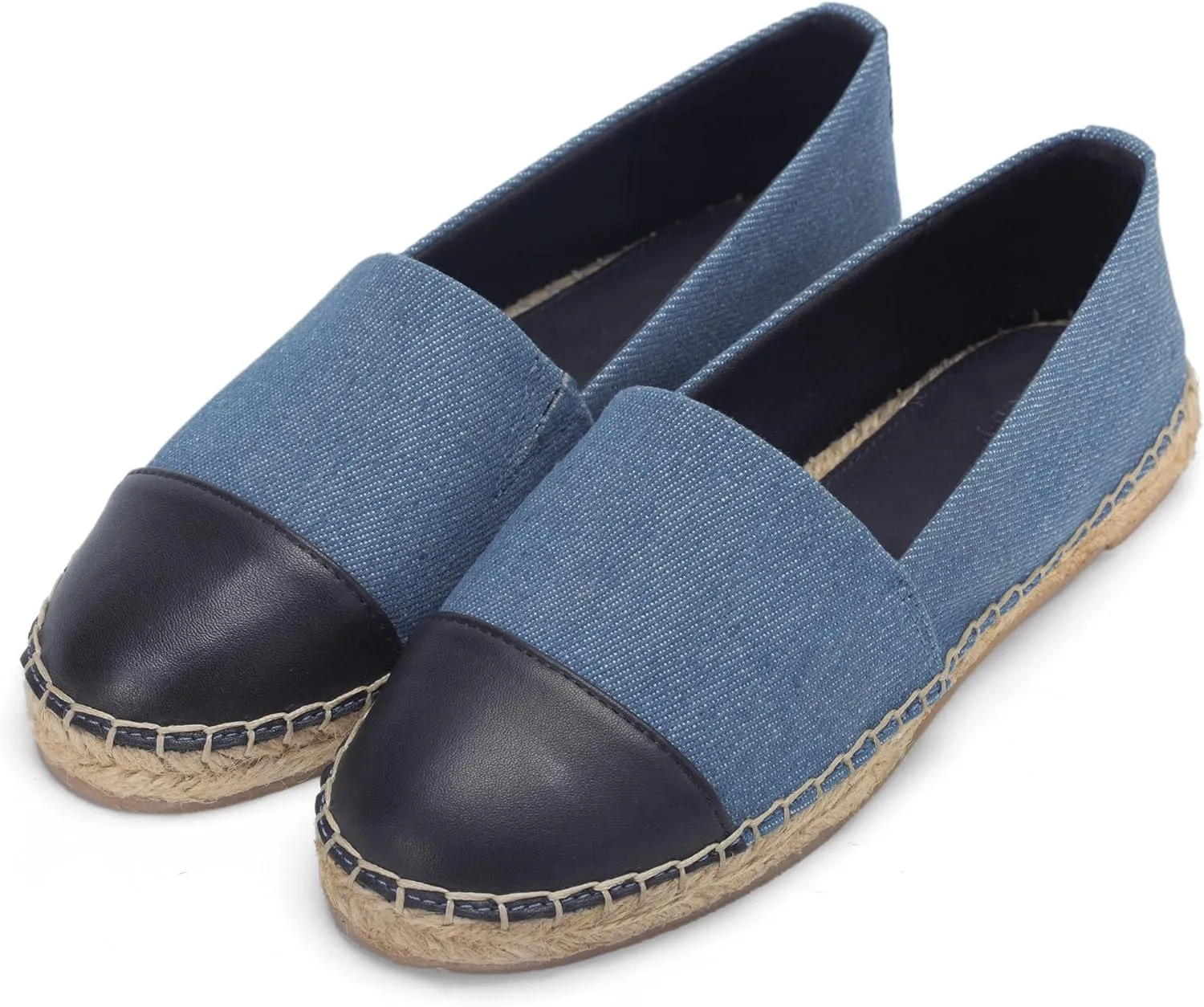 Womens Espadrille Flats Round Toe Slip on Comfortable Loafer Flats Classic Beige Canvas Flats Breathable Casual Shoes