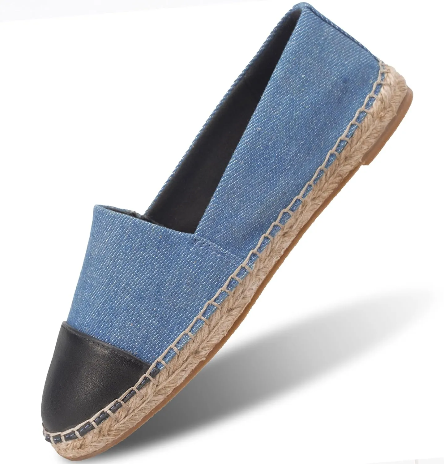 Womens Espadrille Flats Round Toe Slip on Comfortable Loafer Flats Classic Beige Canvas Flats Breathable Casual Shoes