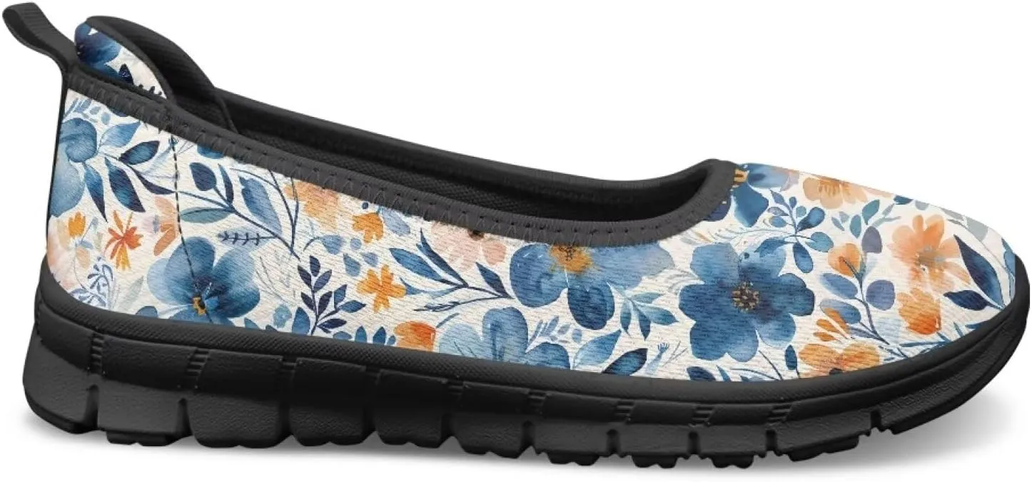 Women's Mesh Flats Shoes Breathable Slip on Shoes Casual Black and White Flats Comfortable Walking Shoes