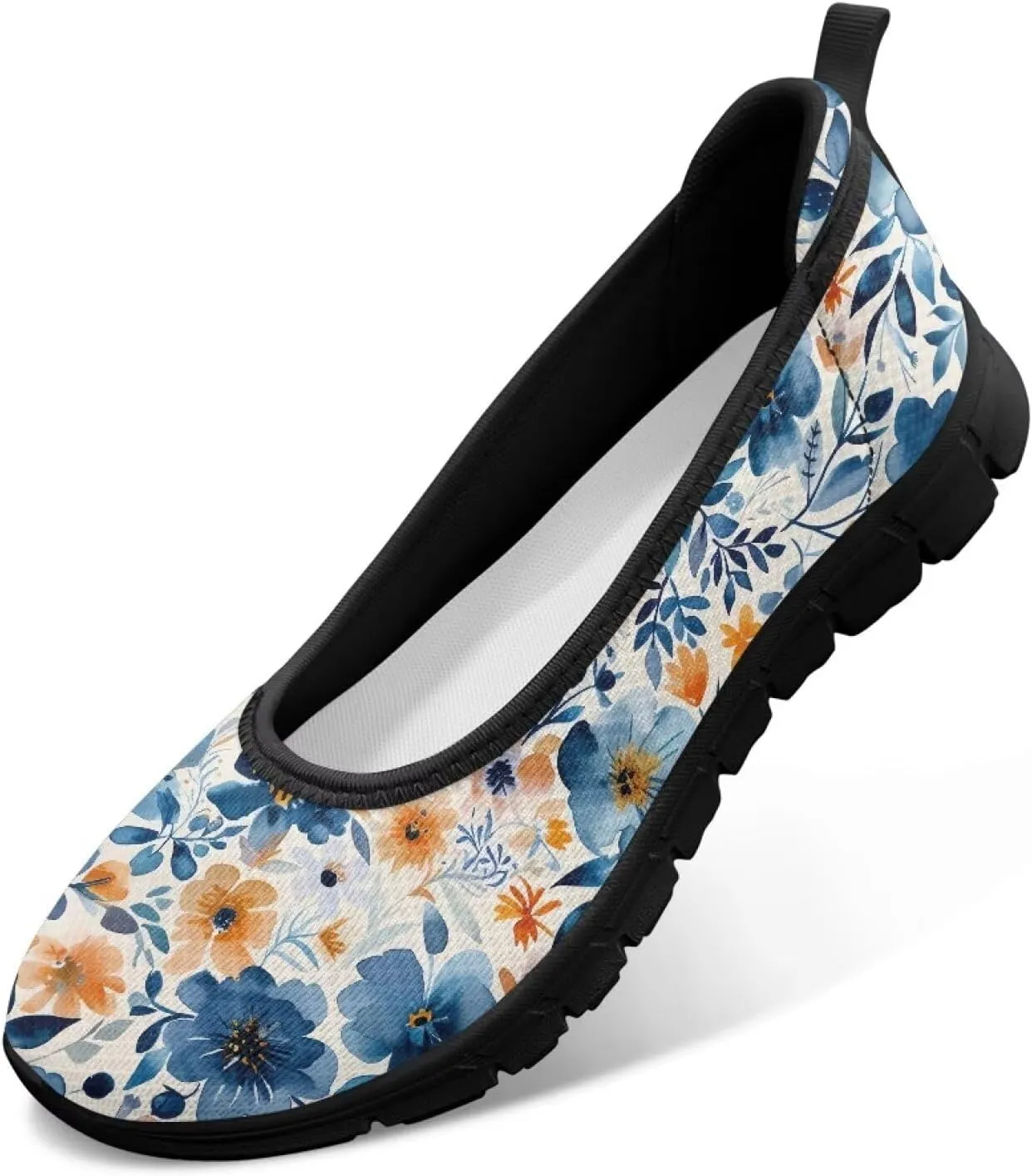 Women's Mesh Flats Shoes Breathable Slip on Shoes Casual Black and White Flats Comfortable Walking Shoes