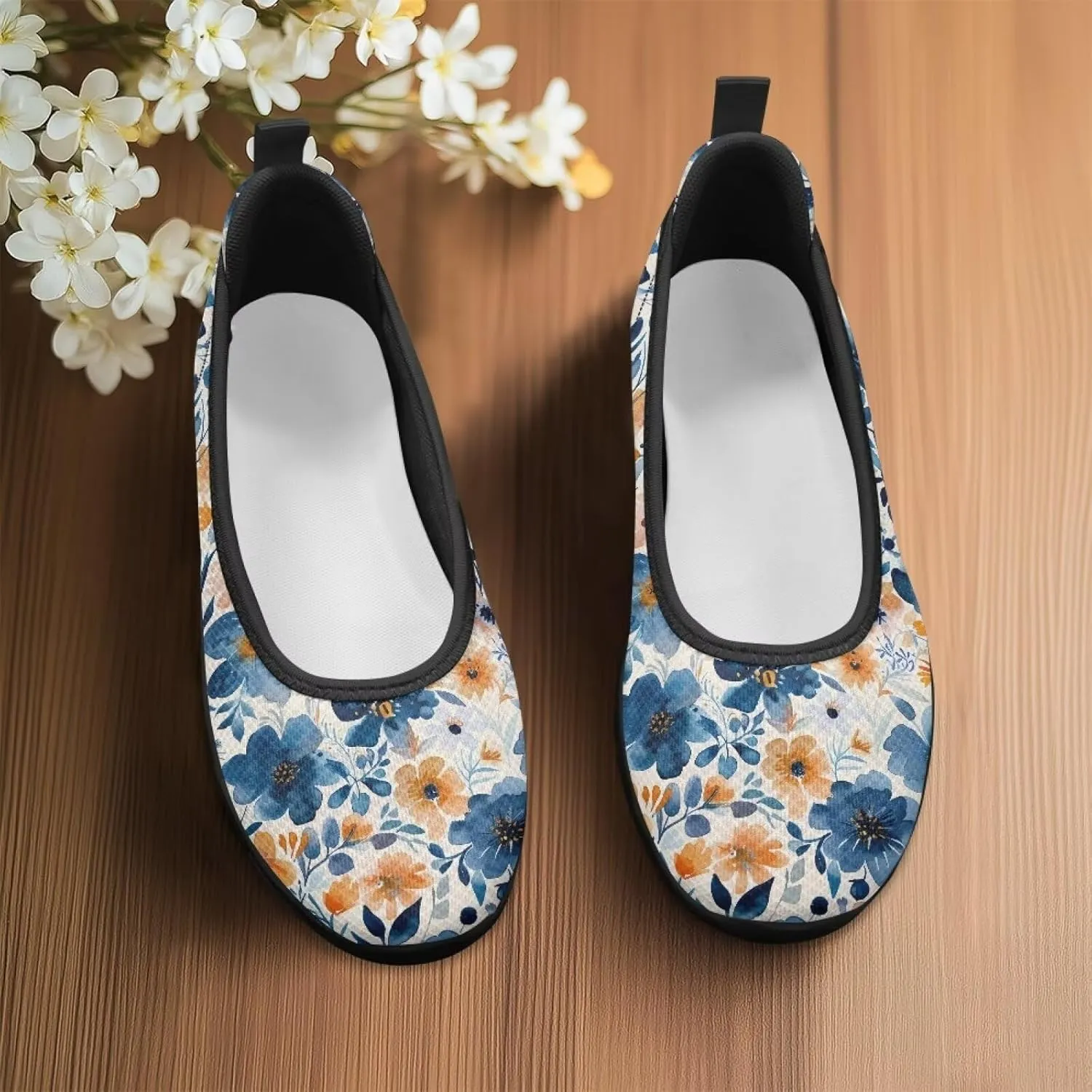 Women's Mesh Flats Shoes Breathable Slip on Shoes Casual Black and White Flats Comfortable Walking Shoes