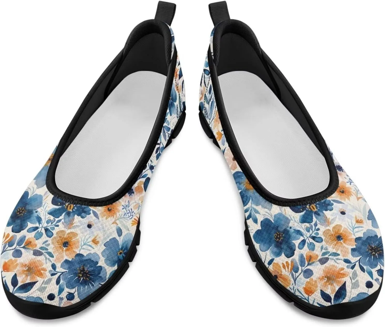 Women's Mesh Flats Shoes Breathable Slip on Shoes Casual Black and White Flats Comfortable Walking Shoes