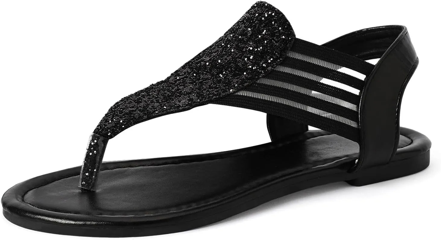 Women's Summer Fashion Flip Flops With Sequin Style Comfortable Shoes High Heel Slide Sandals
